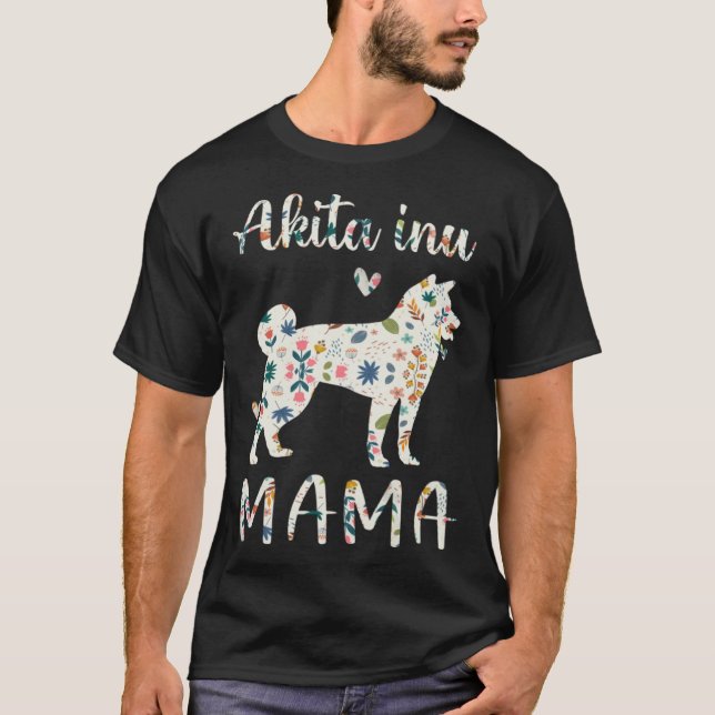Camiseta Akita Inu Mama Floral Dog Mom Love (Frente)