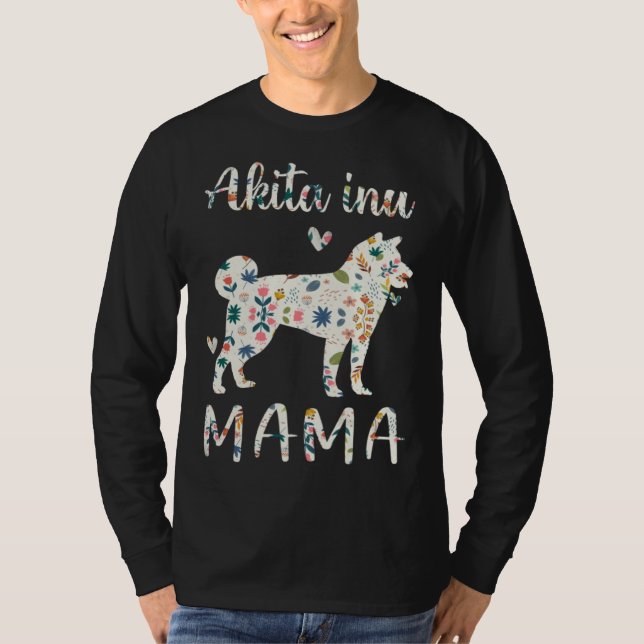 Camiseta Akita Inu Mama Floral Dog Mom Love (Frente)