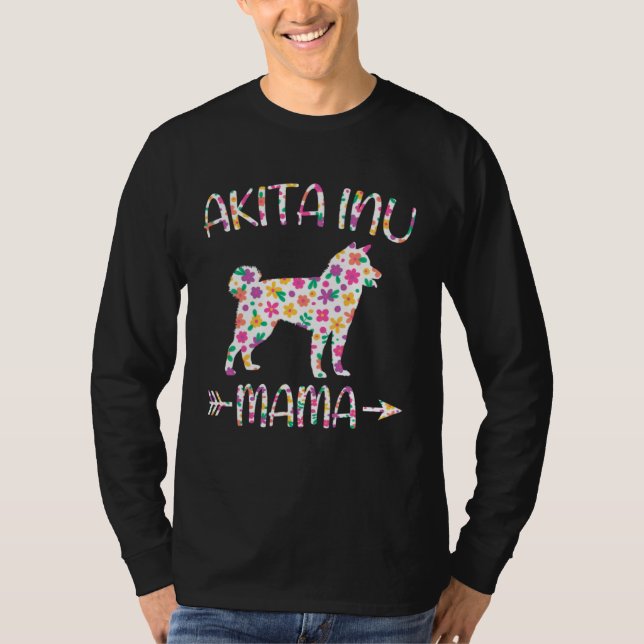 Camiseta Akita Inu Mama Floral Dog Mom Mothers Day (Frente)