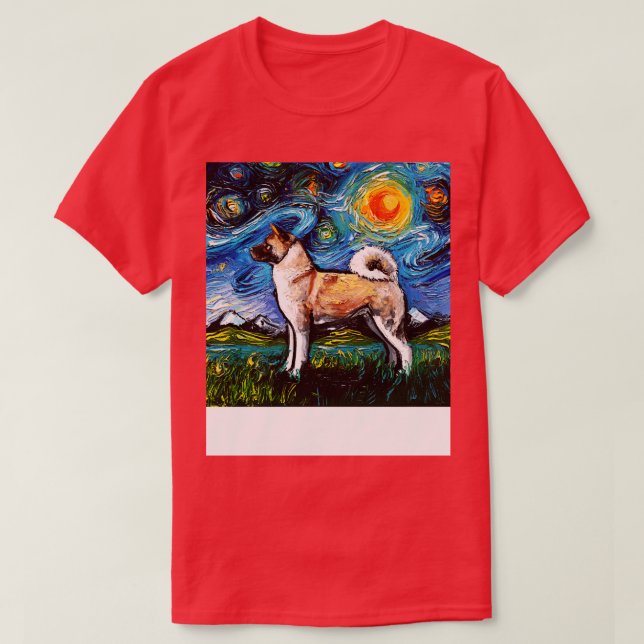 Camiseta Akita Inu Night (Frente do Design)
