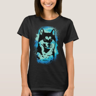 Camiseta Akita Inu Paint Blue Design Dog Pai Mãe