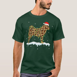 Camiseta Akita Leopard Cachorro Luz de Natal Correspondendo