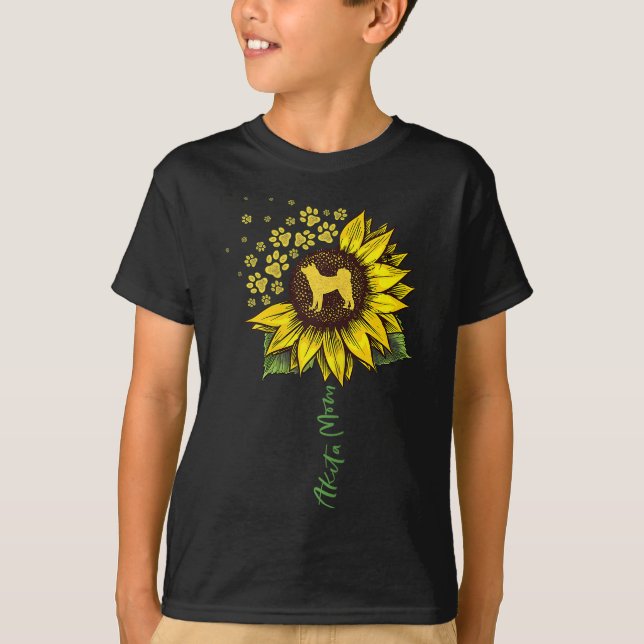 Camiseta Akita Mãe Sunflower Akita Inu Lover Oferece Dog Mã (Frente)