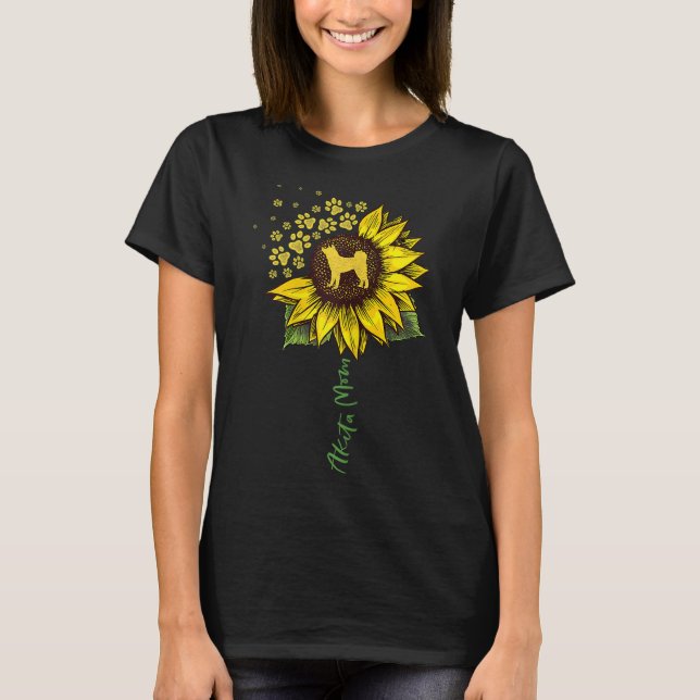 Camiseta Akita Mãe Sunflower Akita Inu Lover Oferece Dog Mã (Frente)