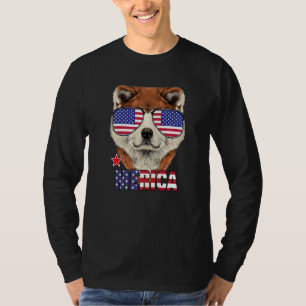 Camiseta Akita Merica 4 De Julho American Flag Usa