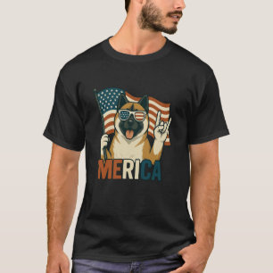 Camiseta Akita Merica Bandeira Americana Patriótica 4 De Ju