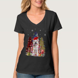Camiseta Akita Santa Hat Light Buffalo Xadrez Leopard Xmas
