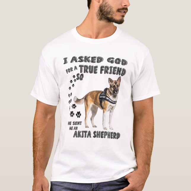 Camiseta Akita Shepherd Cita A Pai Da Mãe, Shepkita Pol (Frente)