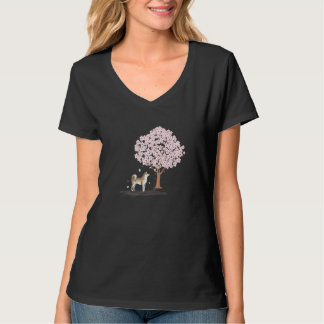 Camiseta Akita Shiba Inu Dog Japanese Cherry Blossom Sakura