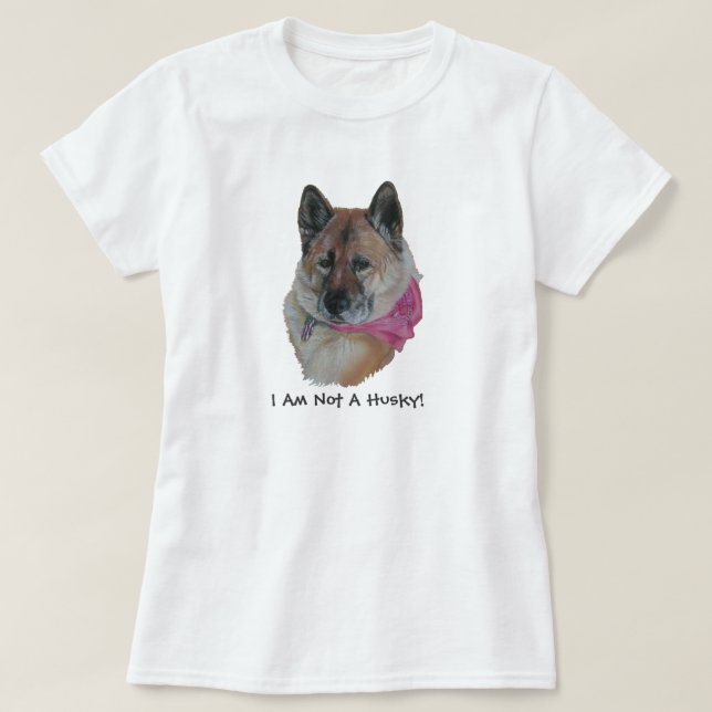 Camiseta akita vermelha no slogan de rouco cor-de-rosa com  (Frente do Design)