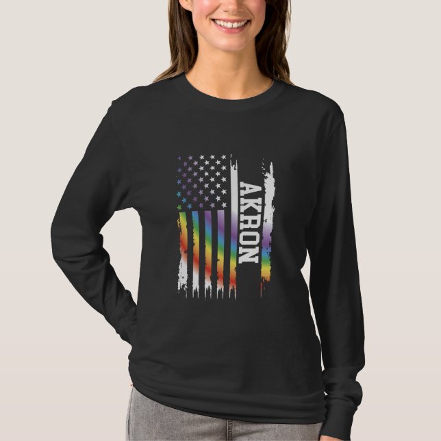Camiseta Akron Estados Unidos afligiu o arco-íris com bande (Frente)