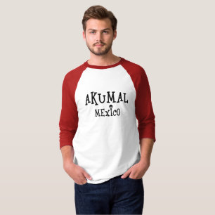 Camiseta Akumal Mexico Design - Basic 3/4 Capa Ragl masculi