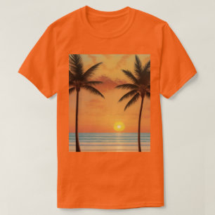 Camiseta Al Art Morning Sunrise Praia Palm Tres T-Shirt