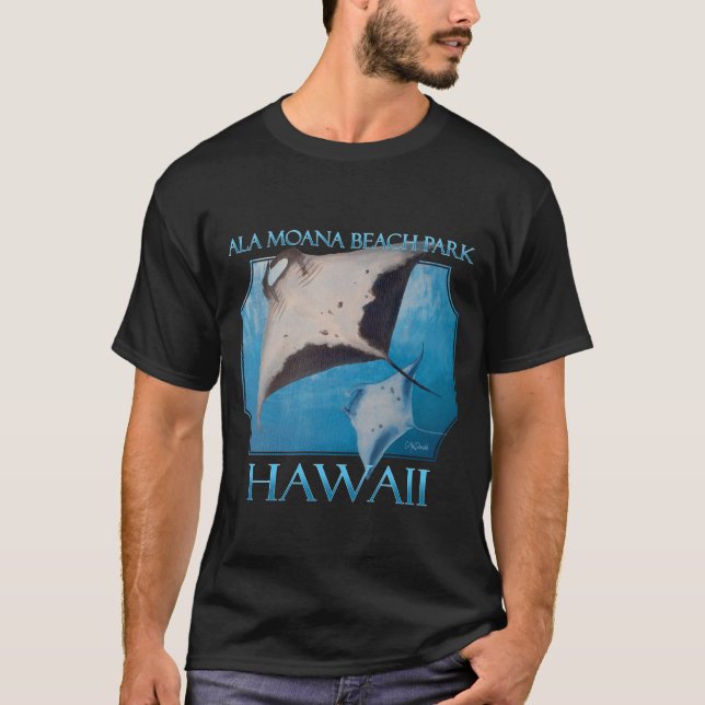 Camiseta Ala Moana Beach Park Hawaii Manta Rays do Mar (Frente)