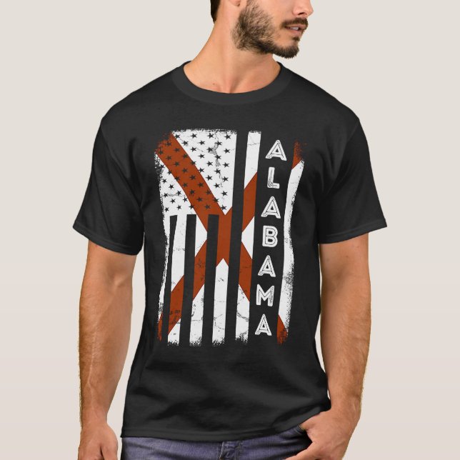 Camiseta Alabama American Flag Home State of Alabama Flag (Frente)