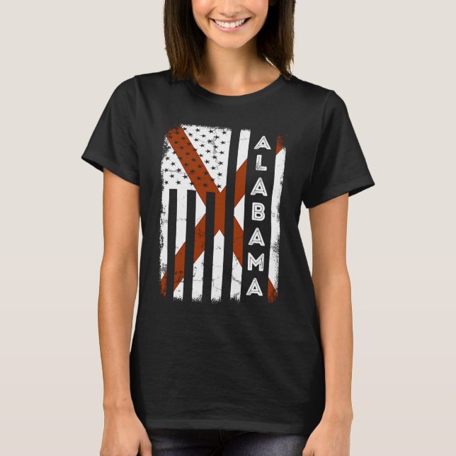 Camiseta Alabama American Flag Home State of Alabama Flag (Frente)