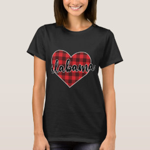 Camiseta Alabama Buffalo Xadrez Heart Cozy no inverno