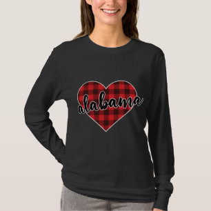 Camiseta Alabama Buffalo Xadrez Heart Cozy no inverno