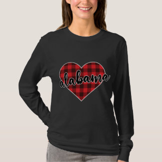 Camiseta Alabama Buffalo Xadrez Heart Cozy no inverno