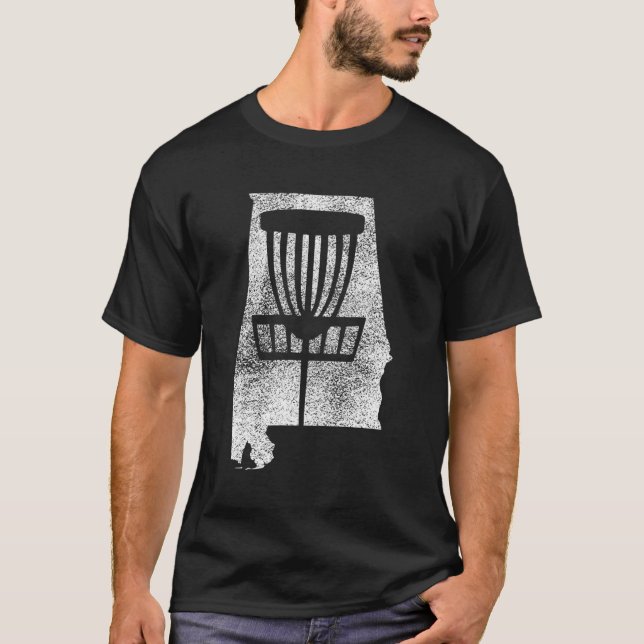 Camiseta Alabama Disk Golf State with Basket Distingue Gra (Frente)