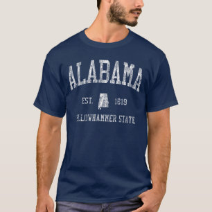 Camiseta Alabama Esportes Antigos Designado pelo Estado ret