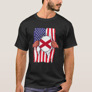 Camiseta Alabama Flag Dentro Me Home State Pride American G