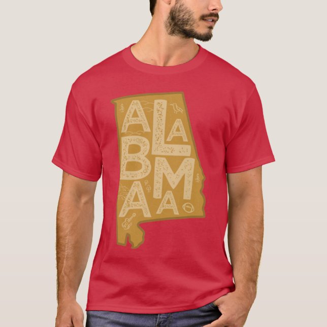 Camiseta Alabama Map Typografia Brown (Frente)