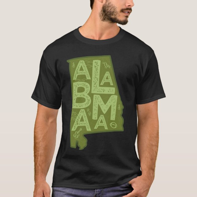 Camiseta Alabama Map Typografia Green (Frente)