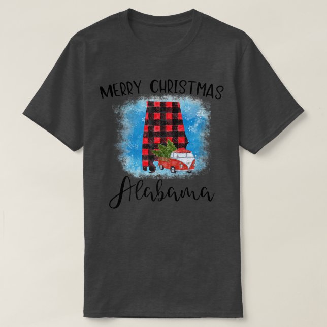 Camiseta Alabama Merry Christmas Caminck Buffalo Xadrez Xma (Frente do Design)