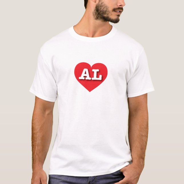 Camiseta Alabama Red Heart - Eu amo AL (Frente)
