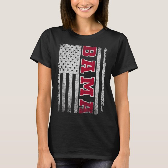 Camiseta Alabama Throwback Patriotic Flag Design For Men Wo (Frente)
