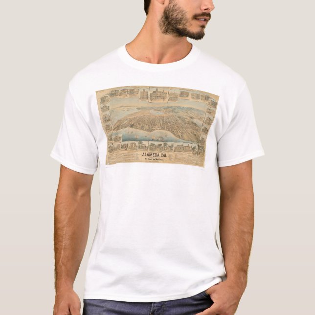 Camiseta Alameda, mapa panorâmico do CA (0540A) (Frente)