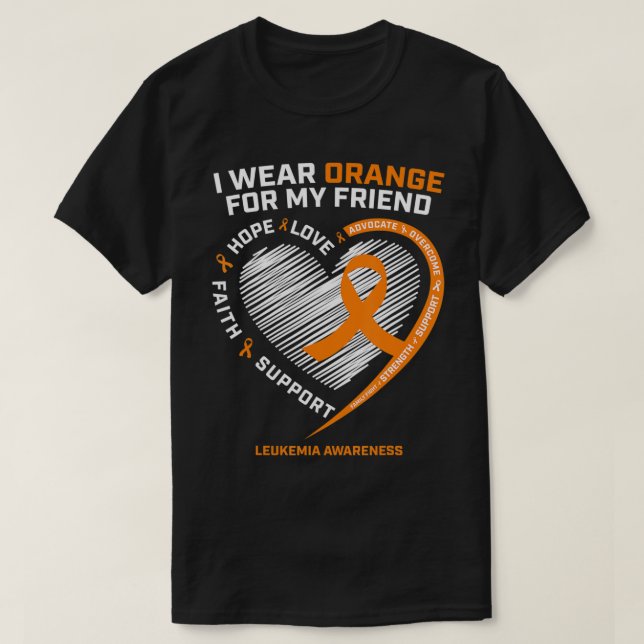 Camiseta Alaranjamento da Leucemia Laranja Presentes Amigos (Frente do Design)