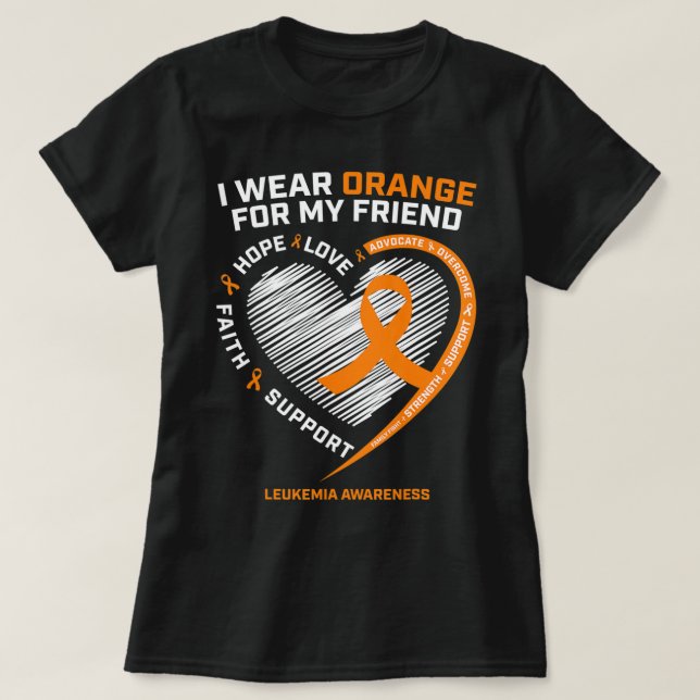Camiseta Alaranjamento da Leucemia Laranja Presentes Amigos (Frente do Design)
