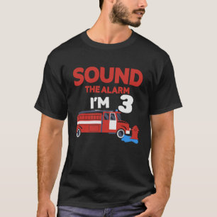 Camiseta Alarme de som, 3 crianças 3 caminhões de aniversár