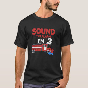 Camiseta Alarme de som, 3 crianças 3 caminhões de aniversár