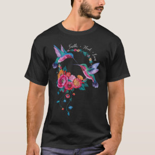 Camiseta Alas de Néctar de Aves Hummingbird Flores de Pluma
