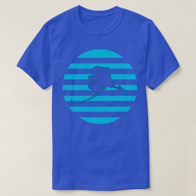 Camiseta Alasca Estado dos EUA Circular Retroativo Azul (Frente do Design)