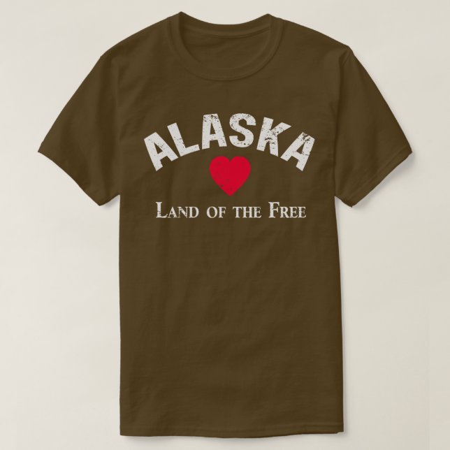 Camiseta Alasca LAND OF THE FREE Distress (Frente do Design)