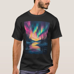 Camiseta Alasca Paisagem Aurora Borealis Norte Lights V