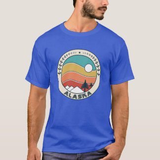 Camiseta Alasca Retro Vintage Pôr do Sol Alasca Montanha Le