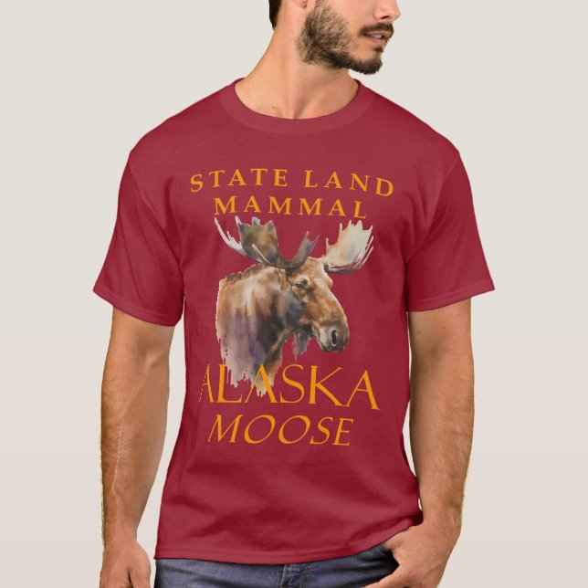 Camiseta Alasca Território Mamífero Moose Artística (Frente)