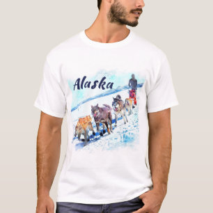 Camiseta Alaska (AK) Uma equipe de cães de trenó Pintura
