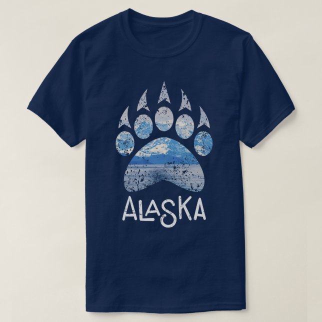 Camiseta Alaska Alaskan Wildlife Bear Paw Aurora Borealis P (Frente do Design)