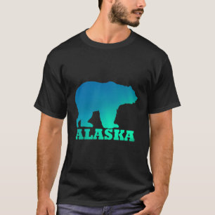 Camiseta Alaska Bear Norte Luz Aurora Borealis Natureza
