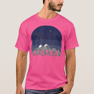 Camiseta Alaska Cruise Mountains with Alaska Flag Stars Nig