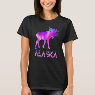 Camiseta Alaska Day Moose Aurora Borealis À Noite