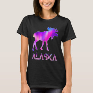 Camiseta Alaska Day Moose Aurora Borealis À Noite