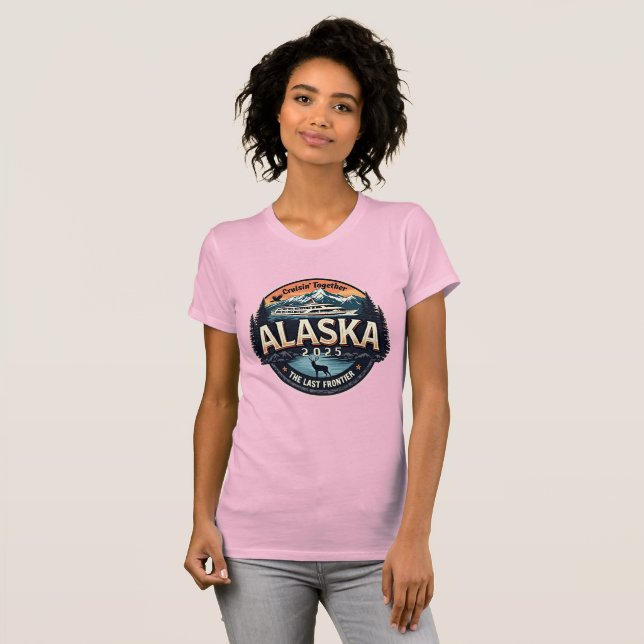 Camiseta Alaska Family Cruise 2025 rosa (Frente Completa)