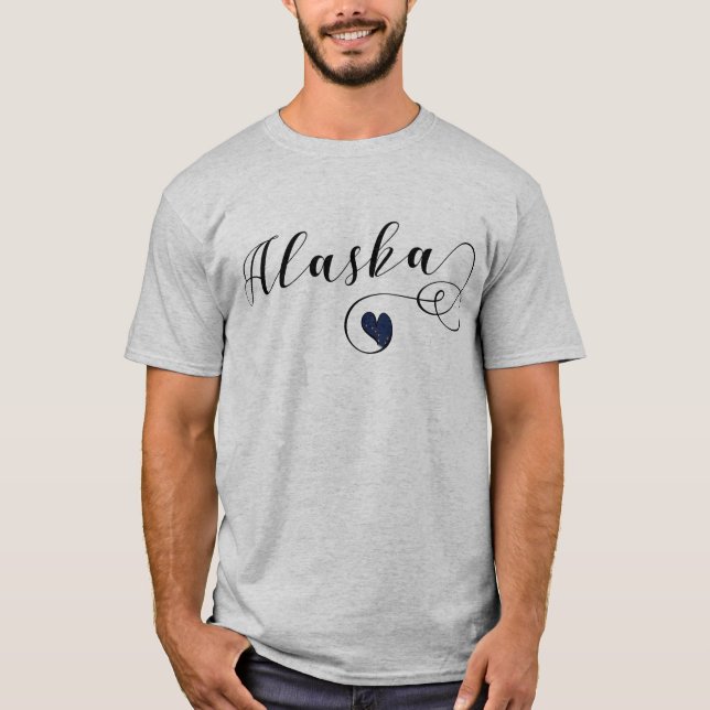 Camiseta Alaska Heart Tee, Alaskan Flag (Frente)